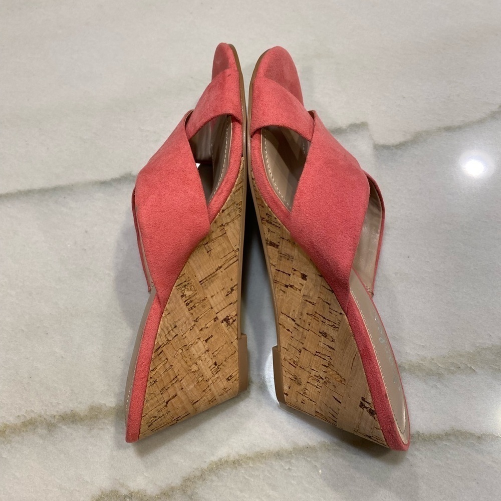 Charles by Charles David Pink Suede Wedges size 7.5 Cork Mules NWOT - Picture 10 of 14